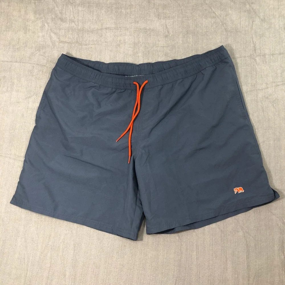 The Normal Brand Swim Trunks Men's XXL Blue Orange Drawstring Mesh Lined Pockets